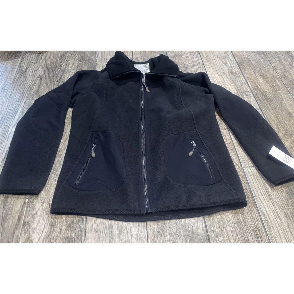 GREEN‎ TEA WOMENS FLEECE SIZE LARGE ZIP UP JACKET CHARCOAL NEW